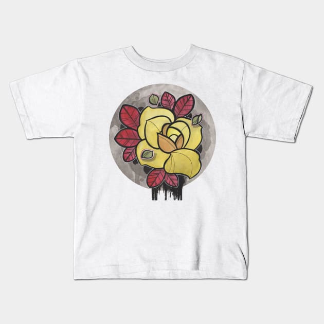 Yellow Rose Kids T-Shirt by Jhooray